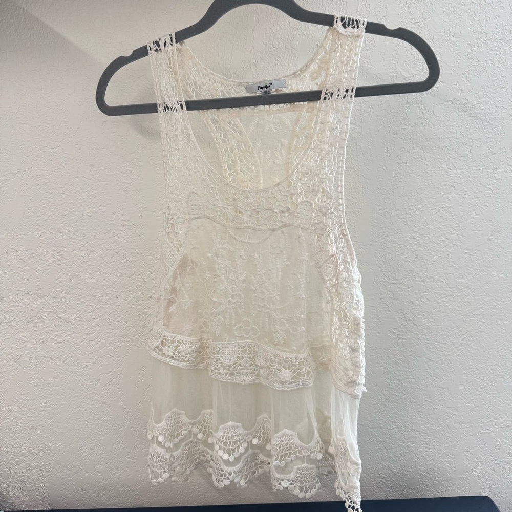 Papaya Cream Lace Top